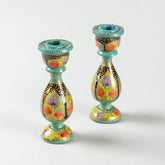 Papier Mache Candle Stands Turquoise - 5.5x2.3 - Eyaas